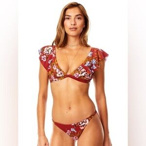 🌶️Tori Praver,Valentina Ruffle Bikini,Chili Pepper,Italian,Made SriLanka,Size L